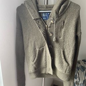 Olive Green Sweater with Hood